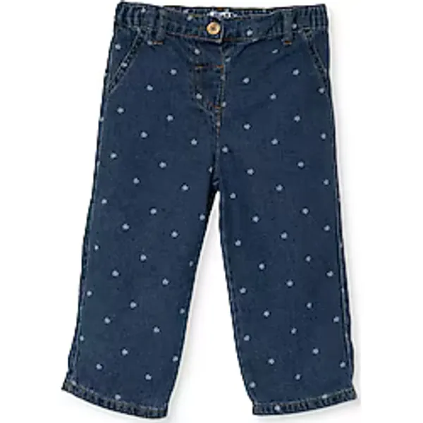 HelloBaby Kız Bebek Denim Pantolon Çiçek Baskılı Düğmeli Reçme 4 - 5 Yaş