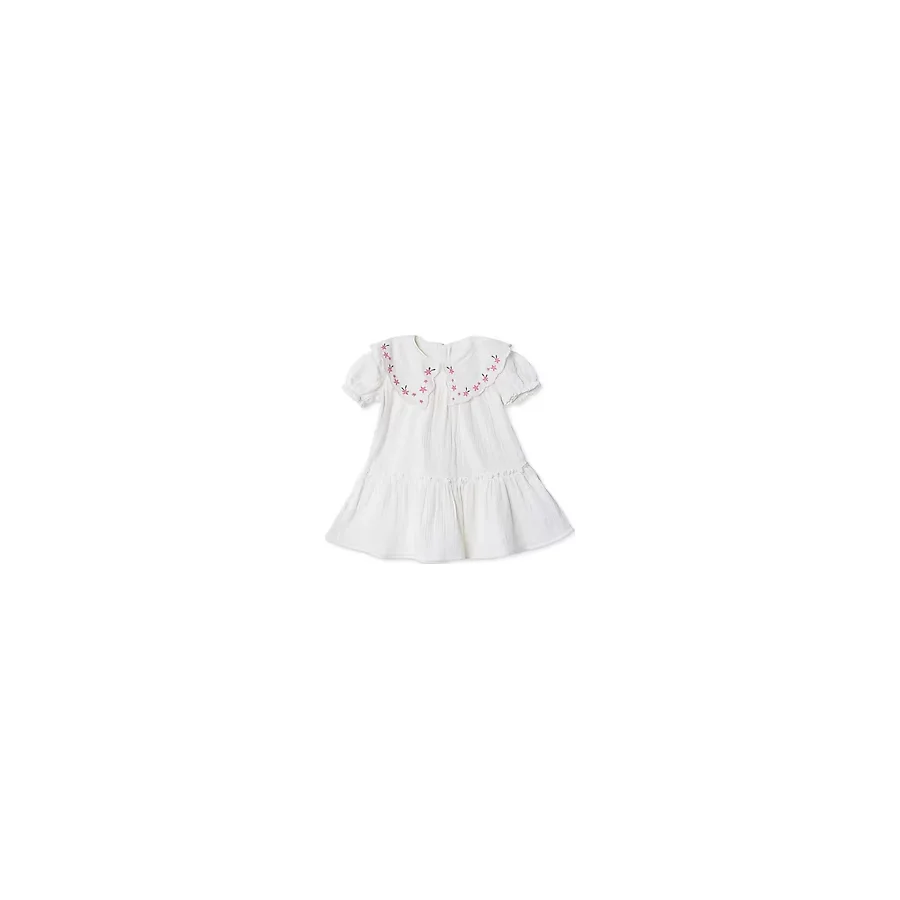 Hellobaby Kız Bebek Elbise Çiçek Baskılı Flower Garden Crew Neck Kısa Kol - 18 - 24 Ay - Ekru