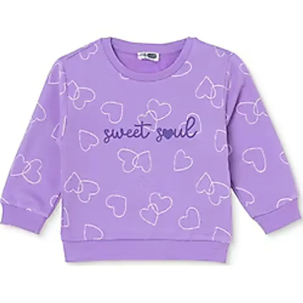 HelloBaby Kız Bebek Sweatshirt Kalp Baskılı Bisiklet Yaka Long Sleeve 9 - 12 Ay
