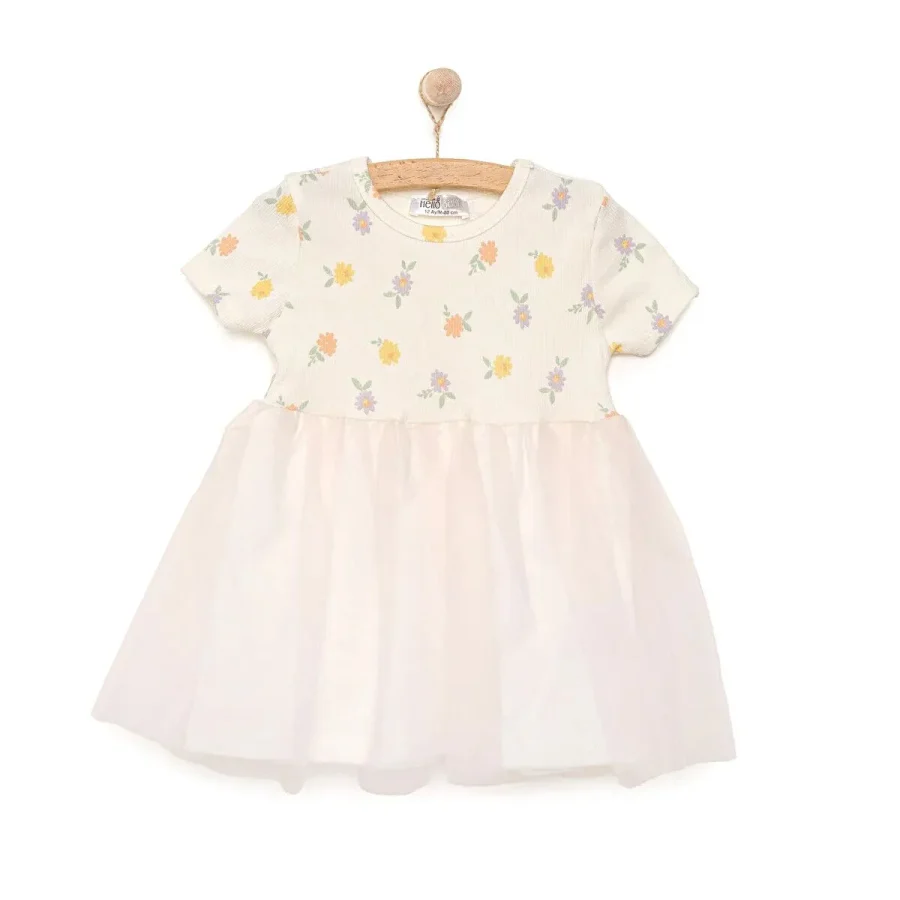 Hellobaby Romantic Garden Kız Elbise Kız Bebek Ekru