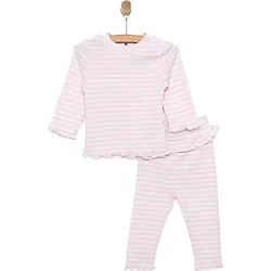 HelloBaby Yenidoğan Çizgili Unisex Sweatshirt-Patiksiz Alt 2li Takım Kız Bebek