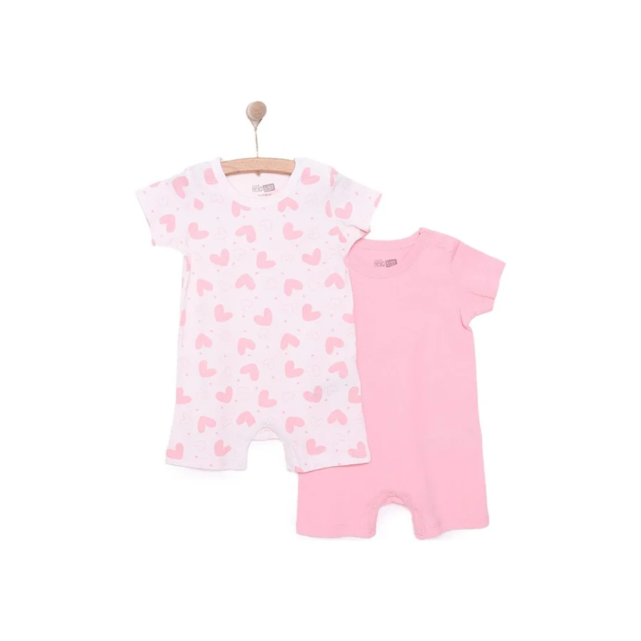 Hellobaby Yenidoğan Kız 2li Kısa Tulum Kız Bebek - Pembe - 9 Ay