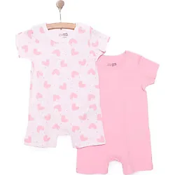 Hellobaby Yenidoğan Kız 2li Kısa Tulum Kız Bebek - Pembe - 9 Ay