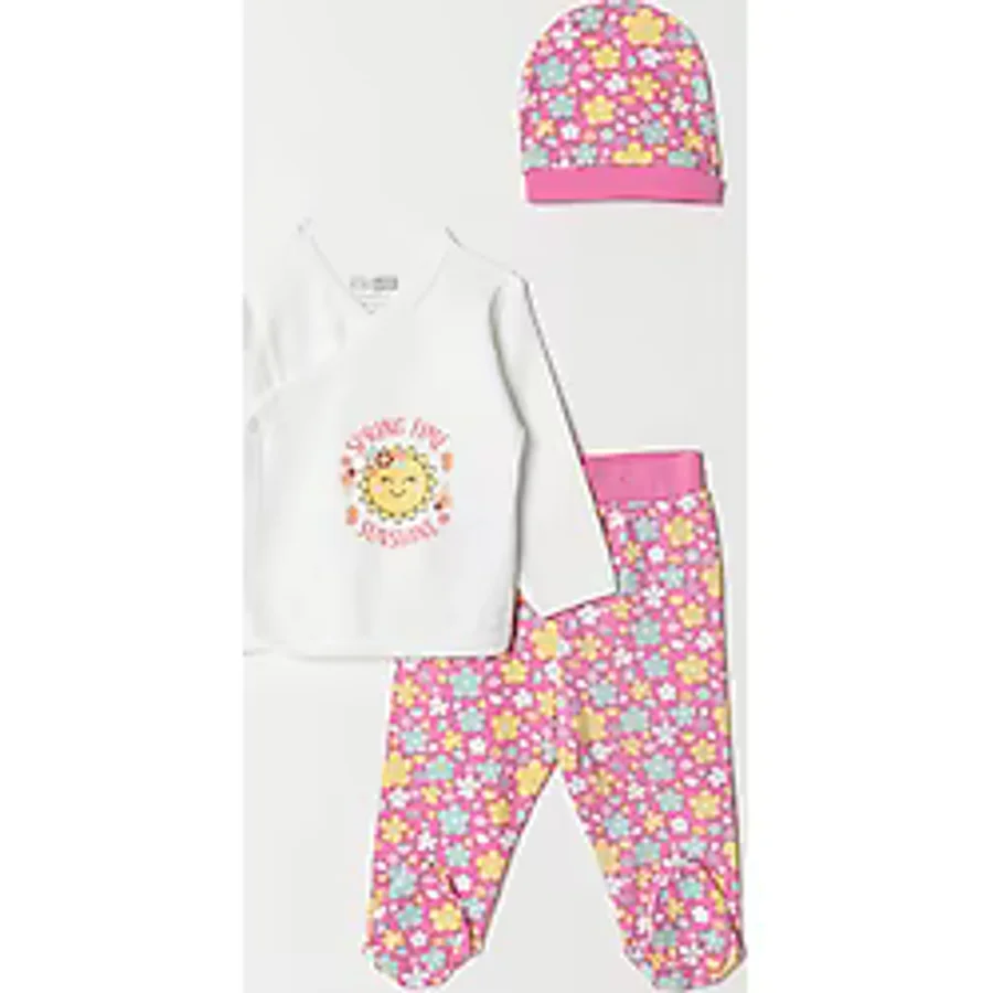 Hellobaby Yenidoğan Zıbın-şapka-patikli Alt Kız Bebek Koyu pembe