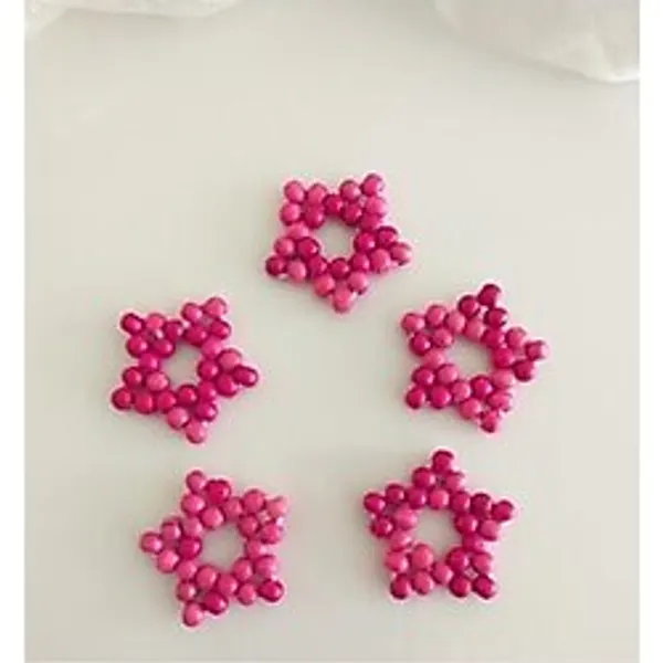 Hemdeucuz Ahşap Boncuklu peçete Yüzüğü 6lı pembe hemdeNM40
