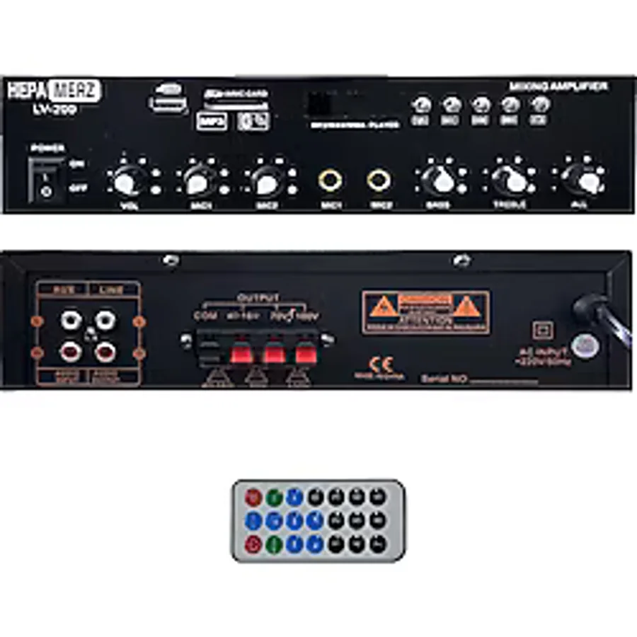 Hepa Merz LV-200 100V Trafolu ve 4-16 Ohm Mixer Amfi 200W Anfi Bluetooth Usb