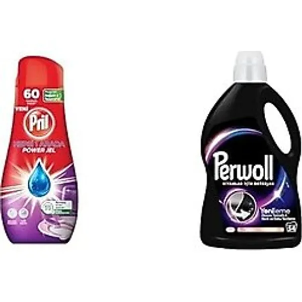 Hepsi 1 Arada Jel Standart 60 Yıkama Bulaşık Deterjanı (1 x 1080G) ve Perwoll Yenileme Siyahlar İçin Sıvı Deterjan 54 Yıkama 2.97 Lt