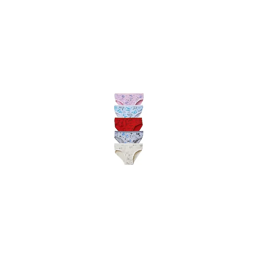 Hepsine Rakip 5li Kız Çocuk Desenli Slip Külot Ekonomik Sevimli Bikini Karışık 5-6 yaş