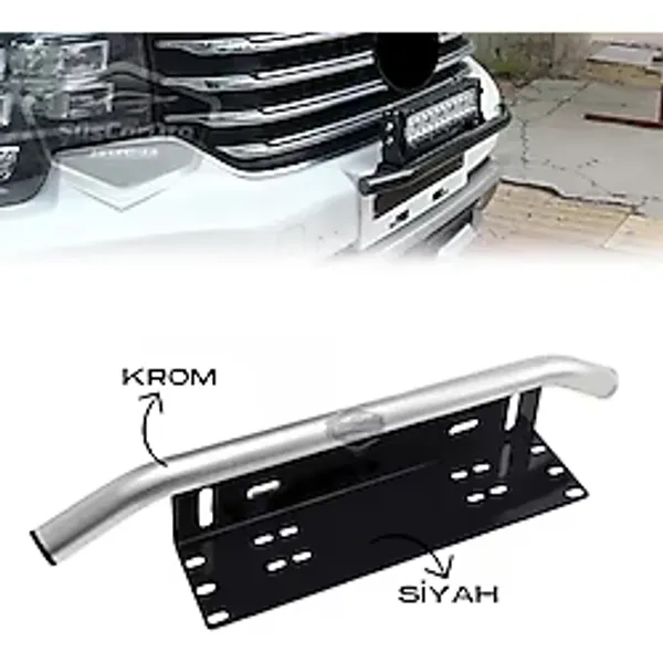 Her Araca Uyumlu Plaka Altlığı ve Koruma Demiri Sis Ayağı SUV 4X4 Off Road Led Montaj Braketi Plakalık Led Bağlantı Ayağı Krom