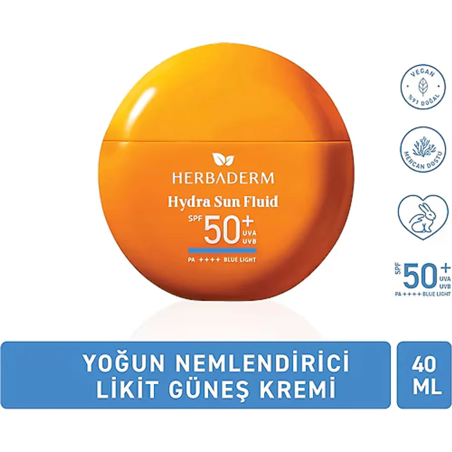 Herbaderm Likit Güneş Kremi, 50+ SPF Yoğun Nemlendirici 40 ml