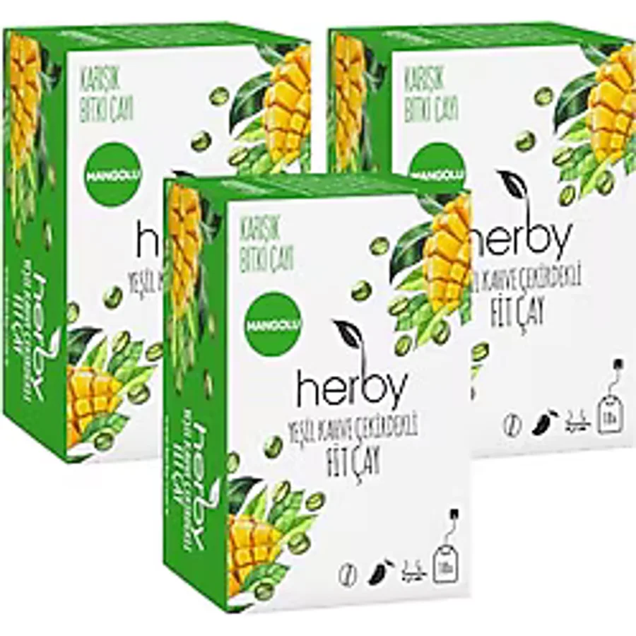 Herby Yeşil Kahve Çekirdekli Fit Çay, 3'lü Paket