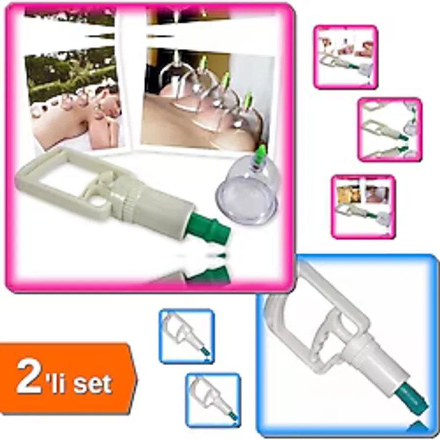 Hereveoyuncak 6 Parça Vakumlu Kuppa Çekme Seti + Hacamat Pompası 4 Parmak ile Masaj Keyfi - 2li Set T0B8M3