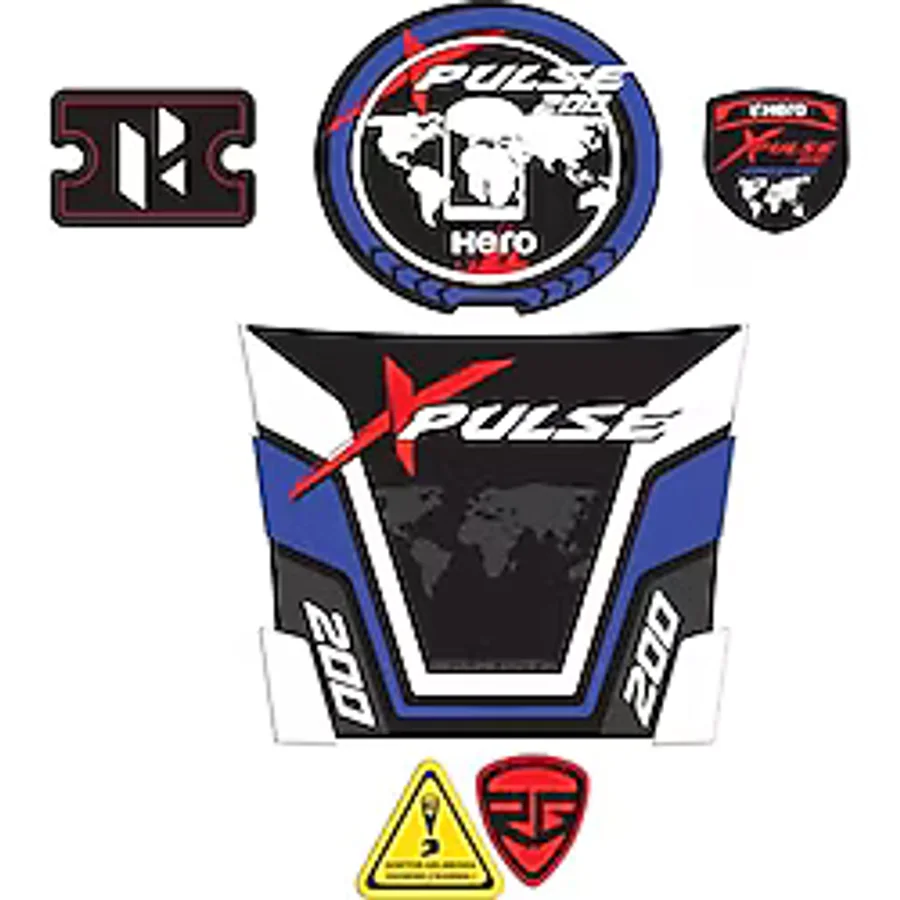 Hero Xpulse Three Colour Kırmızı Mavi Beyaz Renk Tank Pad Depo Kapak Pad Hidrolik Koruyucu Sticker Set