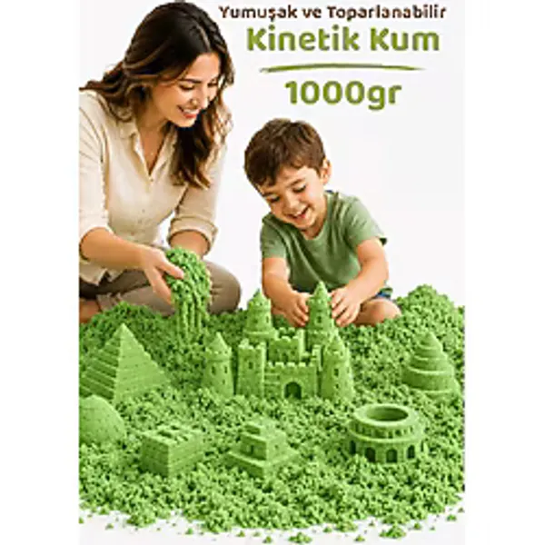Heroes Kinetik Kum 1000 Gr Eğlenceli ve Eğitici Oyun Hamuru Yumuşak ve Kolay Temizlenir - Yeşil