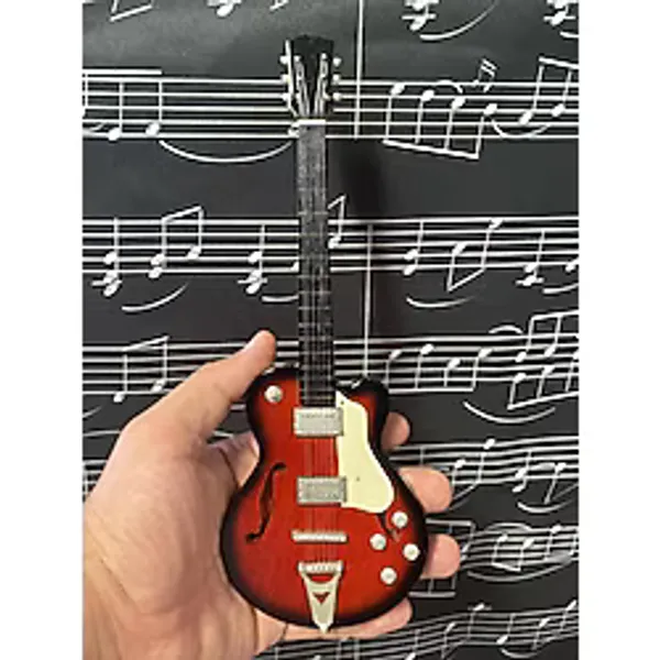 Herşey Nota Vintage Elektro Koyu Kahve Gitar El Yapımı Biblo Minyatür 25 cm 3D - Violin Sunburst