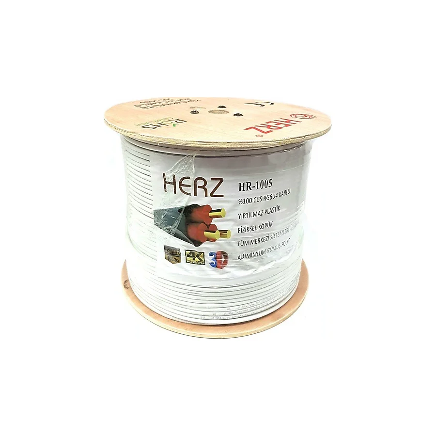 HERZ RG6U4 Uydu Anten Kablosu 500Metre Beyaz