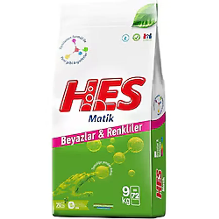 Hes Matik Beyazlar ve Renkliler 9 kg Toz Deterjan