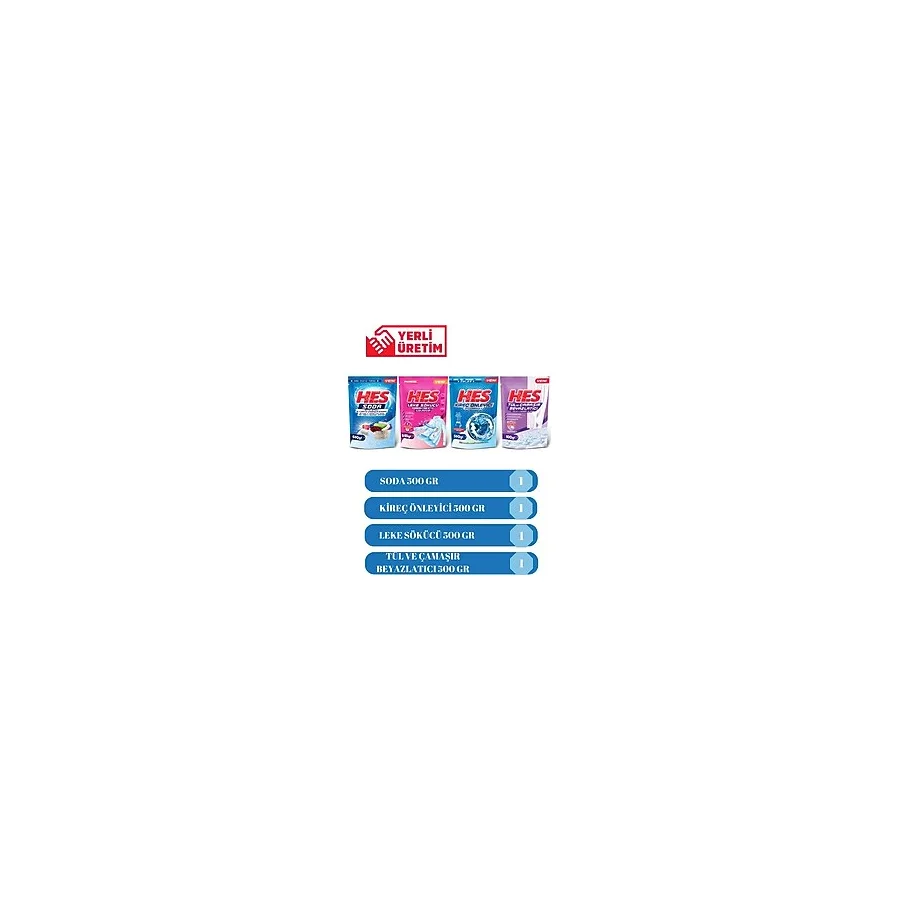 Hes Soda- Kireç Önleyici - Leke Sökücü - Tül ve Çamaşır Beyazlatıcı 500GR 4lü Temizlik Paket - 2 kg