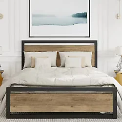 Hft Home Metal Karyola, Çınar Xl Metal Karyola Renk Seçenekli, Çift Kişilik - Ahşap - 160 x 200 cm
