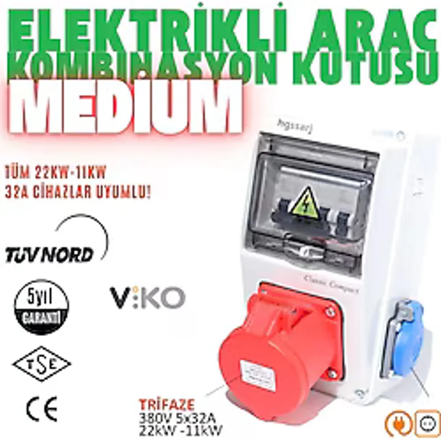 Hgsşarj "medium" 22kW 5X32A - 1X16A Elektrikli Araç Kombinasyon Kutusu, V i k o/P a n a s o n i c, 5 Yıl Garanti - Viko/Panasonic