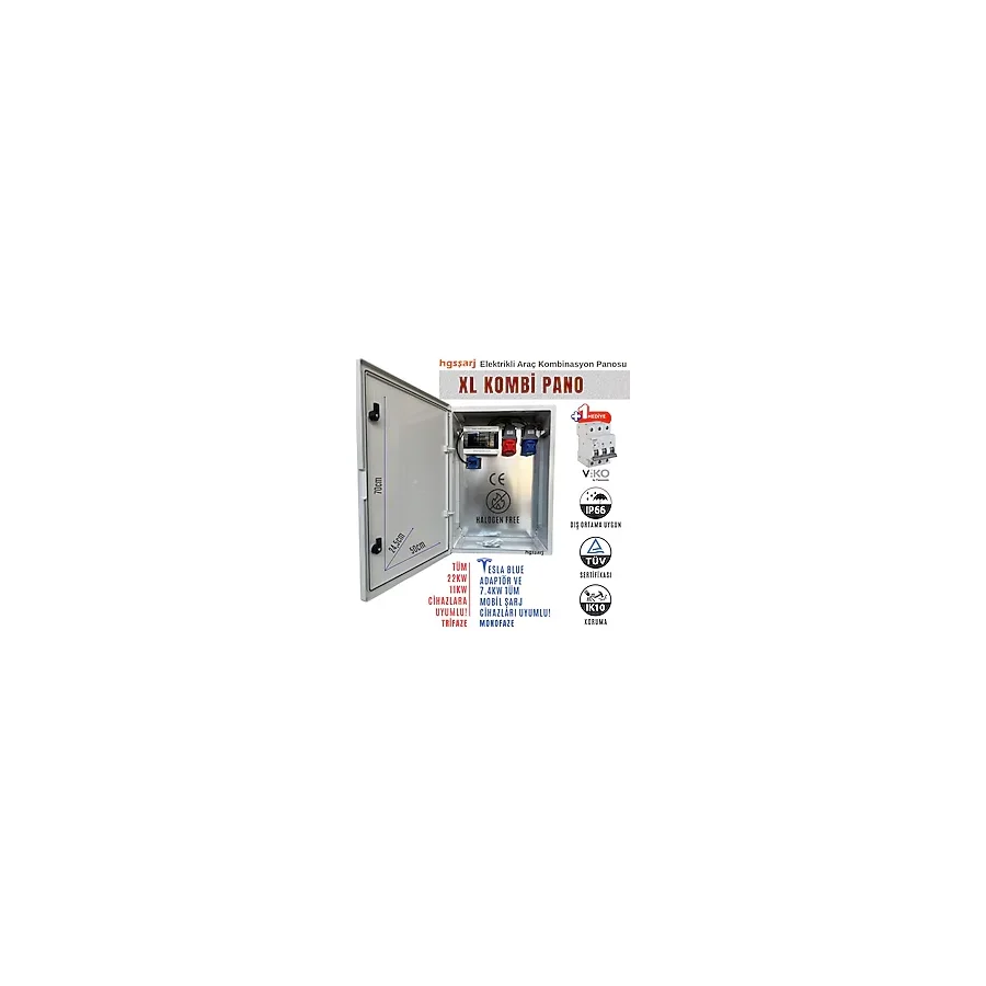 Hgsşarj "xlkombi" 5X32A + 3X32A + 1X16A 22KW Trifaze 7kw Monofaze Elektrikli Araç Kombinasyon Panosu Tesla Blue Adaptör Uyumlu Vı Ko Sigorta Grubu Kombinasyon Kutusu - VİKO/PANASONİC