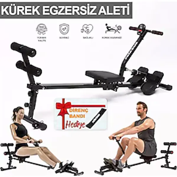 Hidrolik Katlanabilir Kürek Çekme Aleti Gösterge Ev Kardiyo Tüm Vücut Egzersiz Direnç Lastiği Hediye