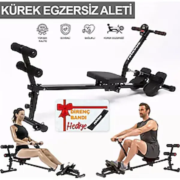 Hidrolik Katlanabilir Kürek Çekme Aleti Gösterge Ev Kardiyo Tüm Vücut Egzersiz Direnç Lastiği - Çok Renkli