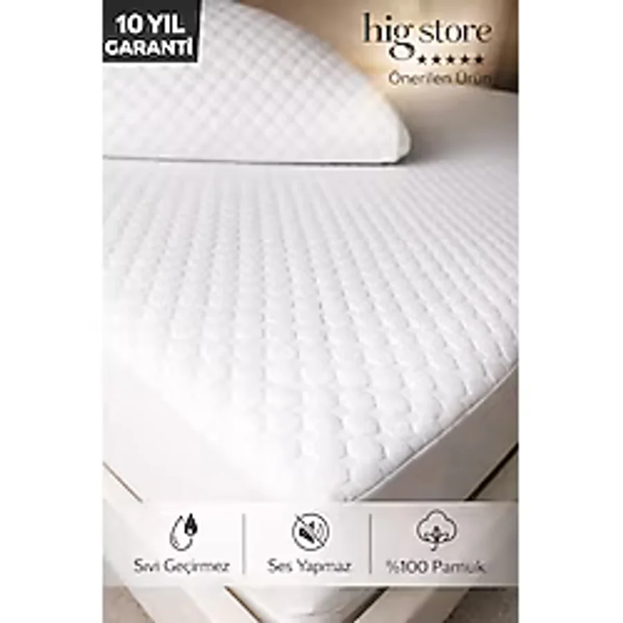 Hig Store Desert Touch Fitted %100 Pamuk Su Sıvı Geçirmez Yatak Koruyucu Alez Tek-Çift Battal Yastık Boy