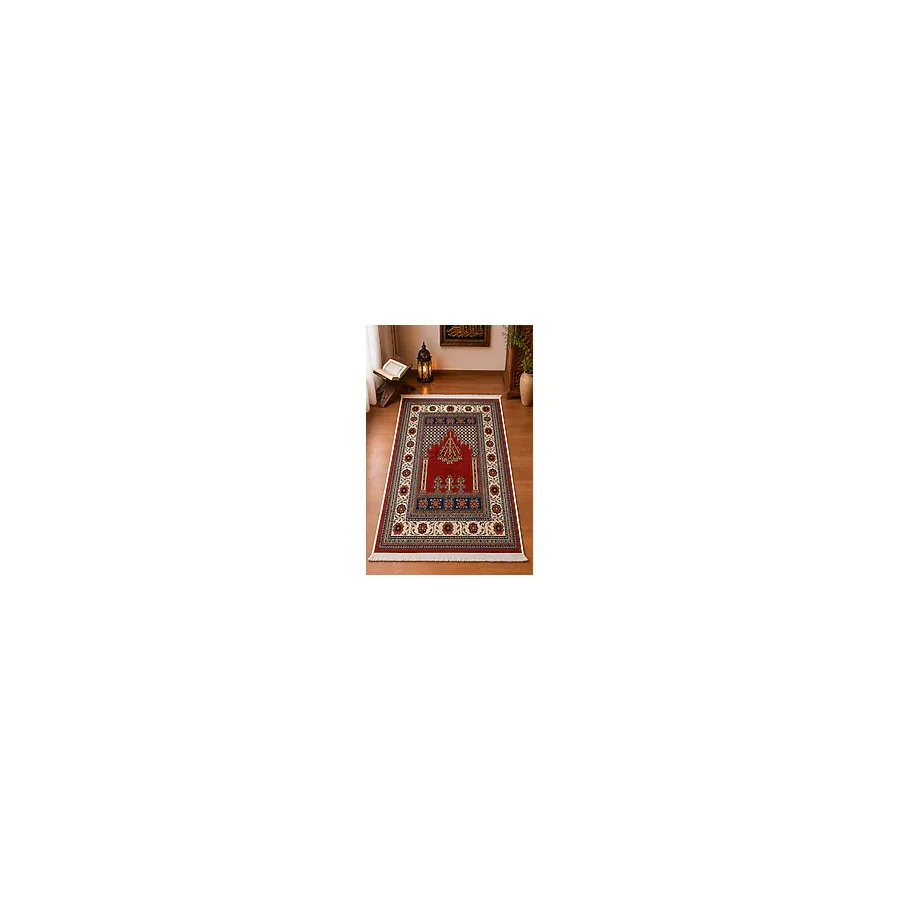 Hig Store Kadife Hediyelik Çeyizlik Dekoratif Gelin Damat Bohçası %100 Pamuk Kaydırmaz Taban Halı Seccade 80x120 Ebat