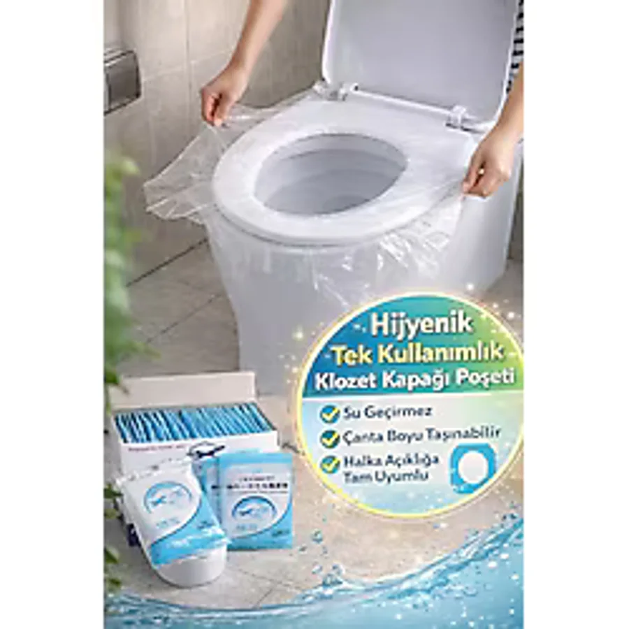Hijyenik Tek Kullanımlık Klozet Kapağı Poşeti 50 Adet Seyahat Tipi Tuvalet Koruyucu Örtü