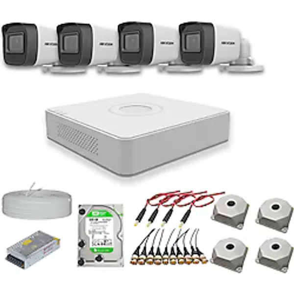 Hikvision 2mp 4 kameralı Dış ortam AHD HD-TVI Full Kamera Seti 500GB Disk