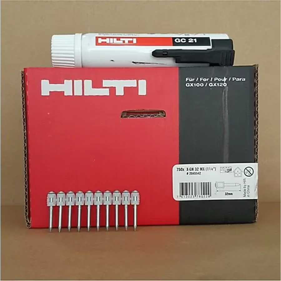 Hilti X-GN 27MX Gazlı Tabanca Çivisi(750AD)+GC 21 Gaz Tüpü