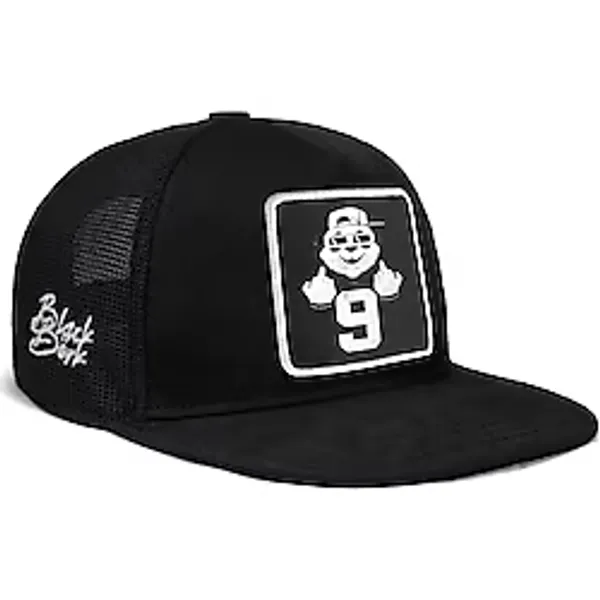 Hip Hop Kids Panda Logolu Siyah Çocuk Trucker Şapka