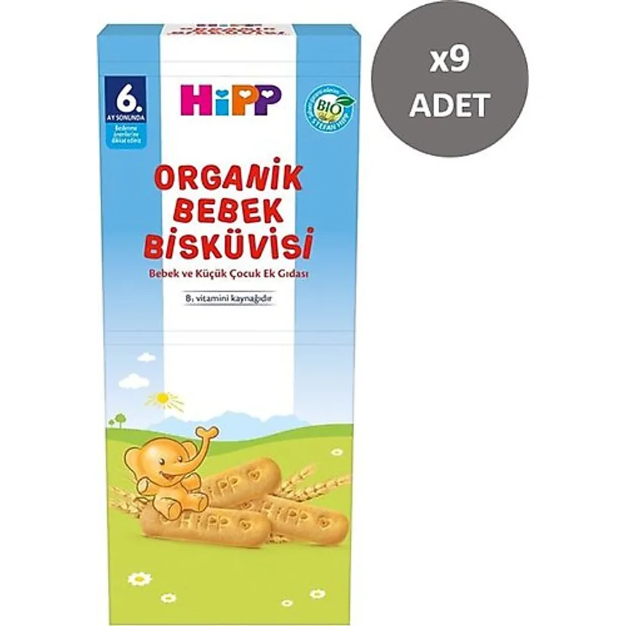 Hipp Organik Bebek Bisküvisi 180 gr 9 Adet