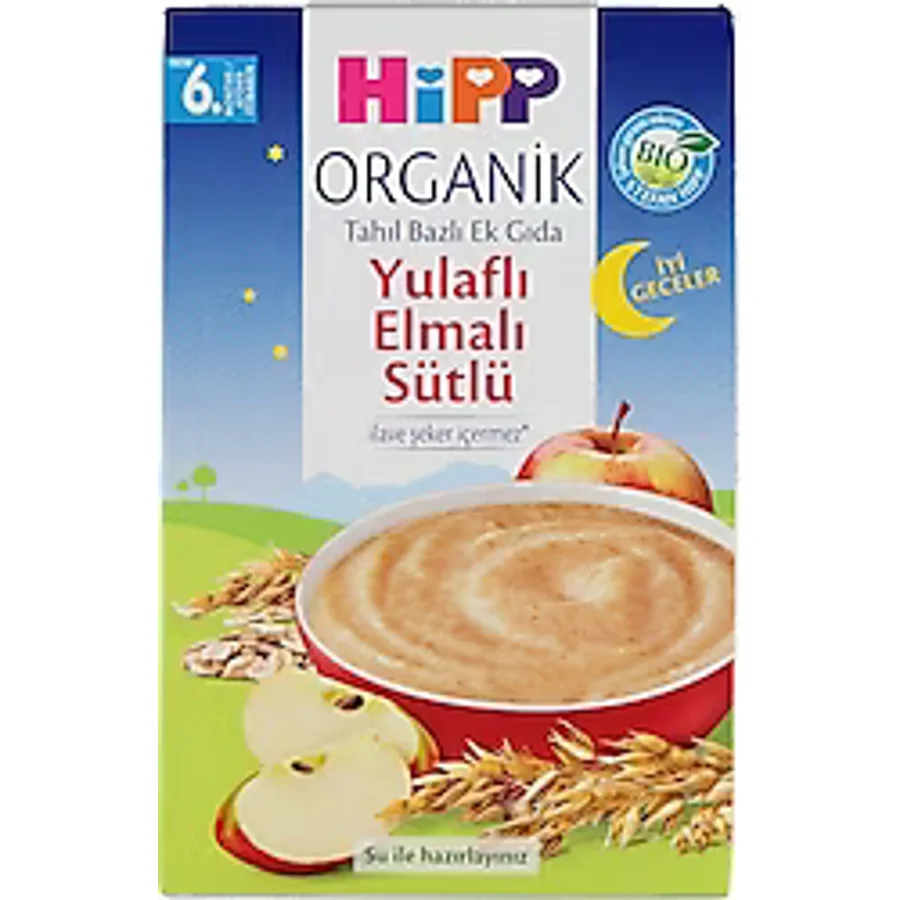 Hipp Organik İyi Geceler Sütlü Yulaflı Elmalı Tahıl Bazlı Ek Gıda 250 gr