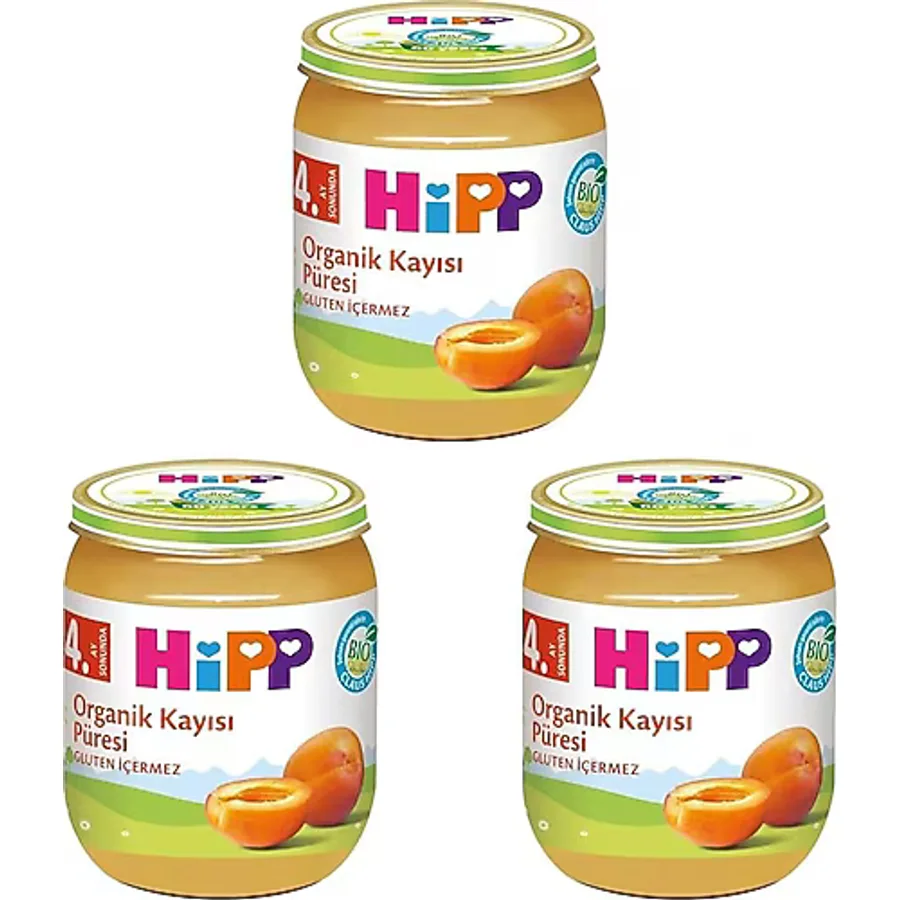 Hipp Organik Kayısı Püresi Kavanoz Maması 125 gr 3 Adet