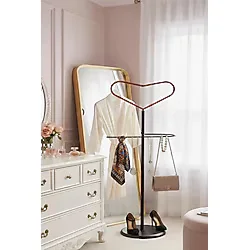 Hitit Dekorasyon Rosaline Metal Kalp Figürlü Dilsiz Uşak - 45X115 Cm Elektrostatik Fırın Boyalı
