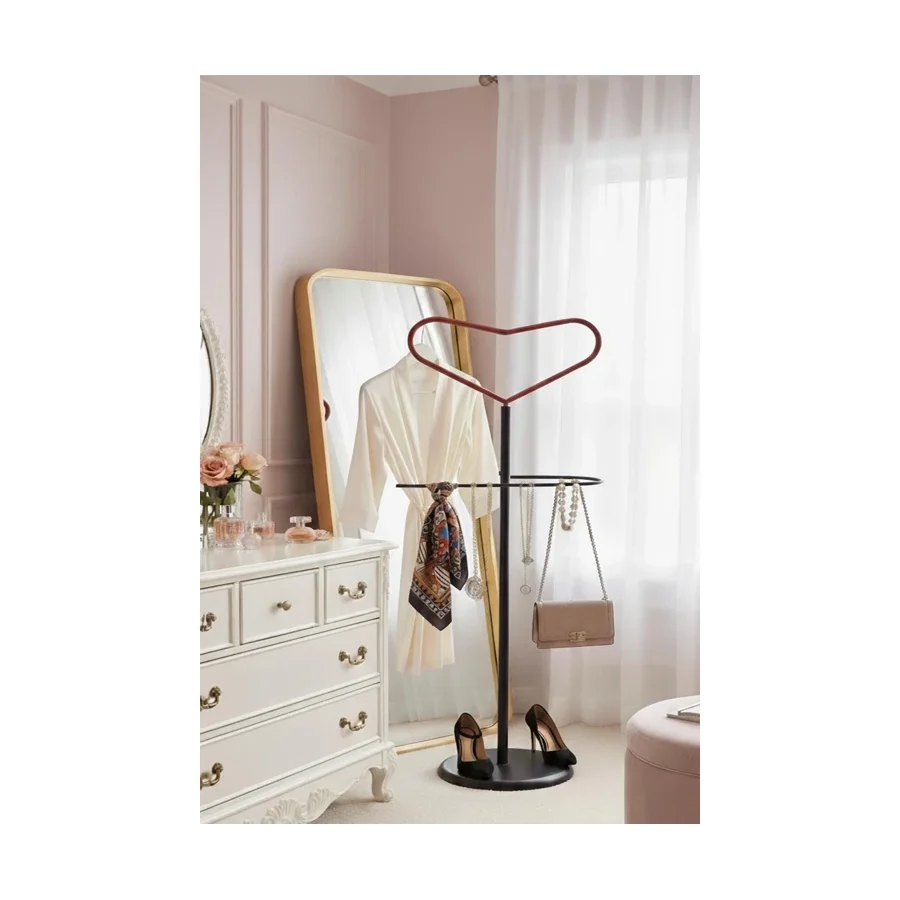 Hitit Dekorasyon Rosaline Metal Kalp Figürlü Dilsiz Uşak - 45X115 Cm Elektrostatik Fırın Boyalı