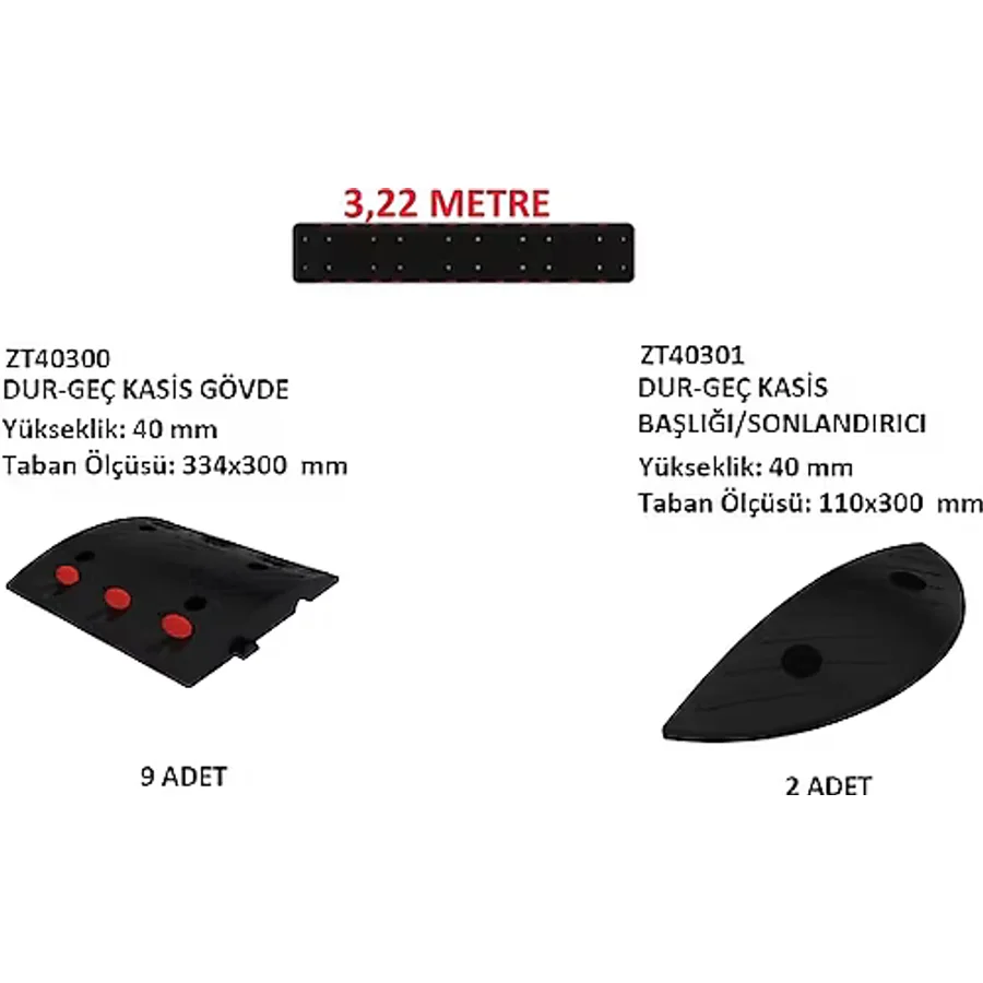 Hız Kesici Kasis Zeplin Marka 9 Adet Kasis Gövde+ 2 Adet Kasis Sonlandırıcı+ Montaj Vidaları