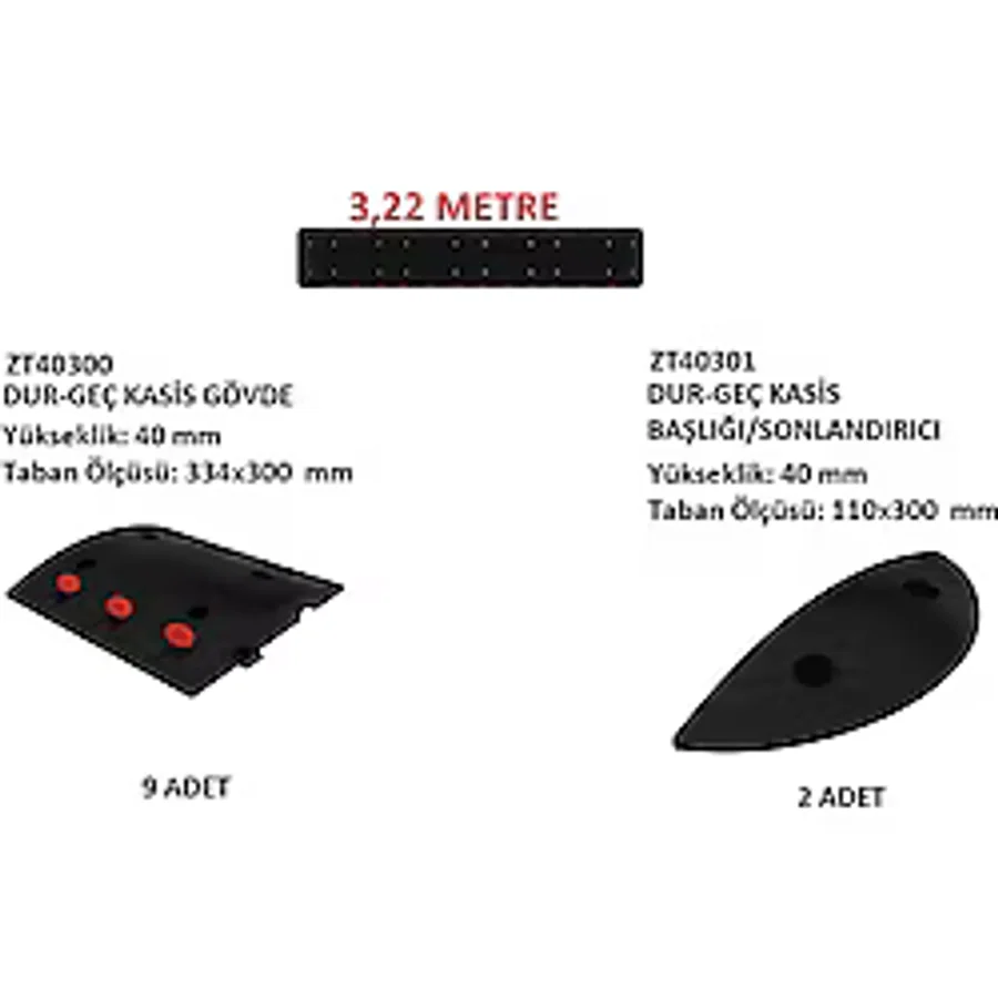 Hız Kesici Kasis Zeplin Marka 9 Adet Kasis Gövde+ 2 Adet Kasis Sonlandırıcı+ Montaj Vidaları