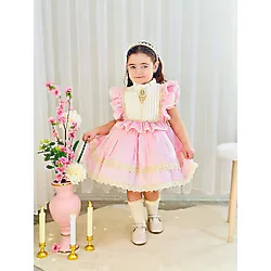 Hly Karol Tasarım Pembe Krem Vintage Kız Bebek Elbisesi,Doğum günü,fotoğraf çekim elbise,0-12 Yaş Uygun