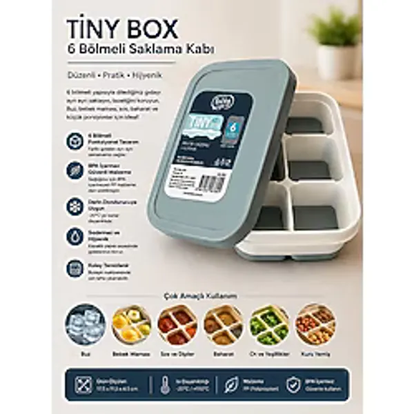 Hobby Life 6 Bölmeli Yapışmaz Silikon Buz Kalıbı Derin Dondurucuya Uygun BPA İçermeyen Malzeme