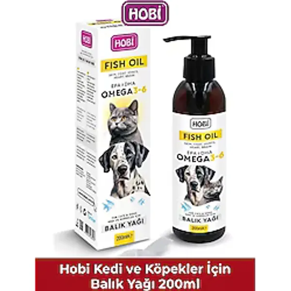 Hobi Kedi ve Köpekler İçin Omega 3-6 Balık Yağı 200 ml Deri ve Tüy Bakım Desteği