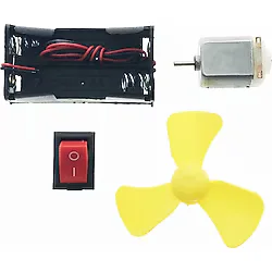 Hobi Motor Deney Seti DC Motor, Anahtar, Pil Yatağı, Pervane Set