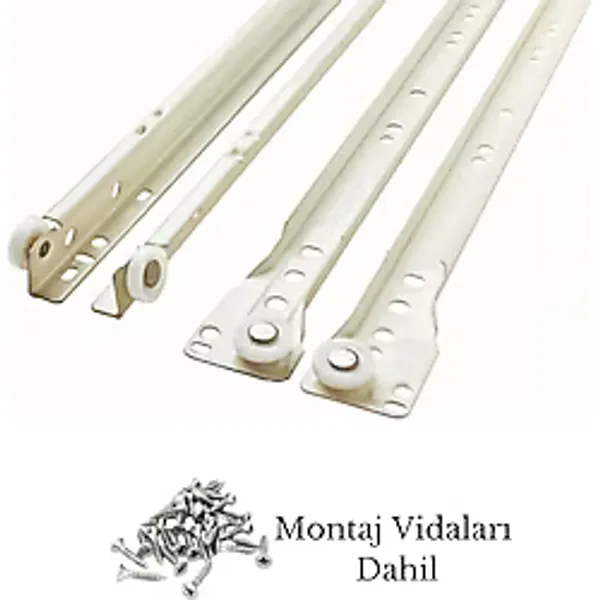Hobidabi Klasik Kızaklı Çekmece Rayı Beyaz 50 Cm Çekmece Rayları Beyaz