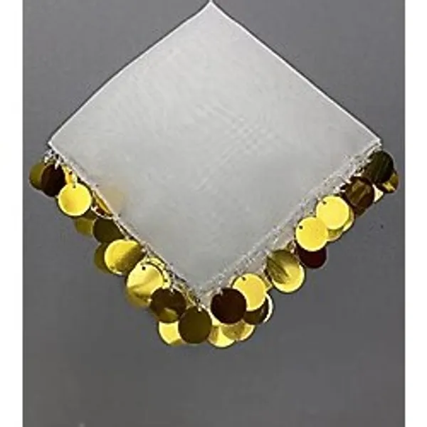 Hobigram Beyaz Gold Pullu Lüx Halay Mendili