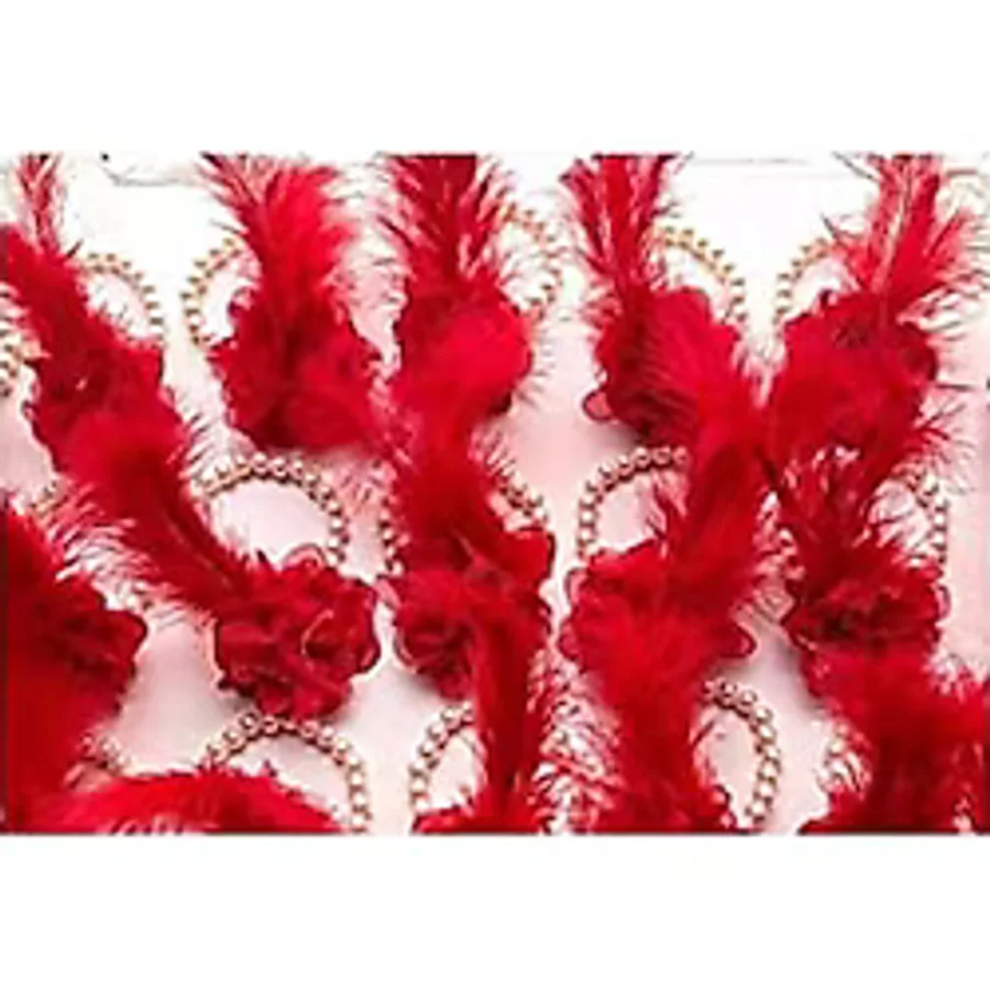 Hobigram Kına Gecesi Nedime Bilekliği Krem İncili Beyaz Gül ve Tüylü 10 Adet - 0511202161