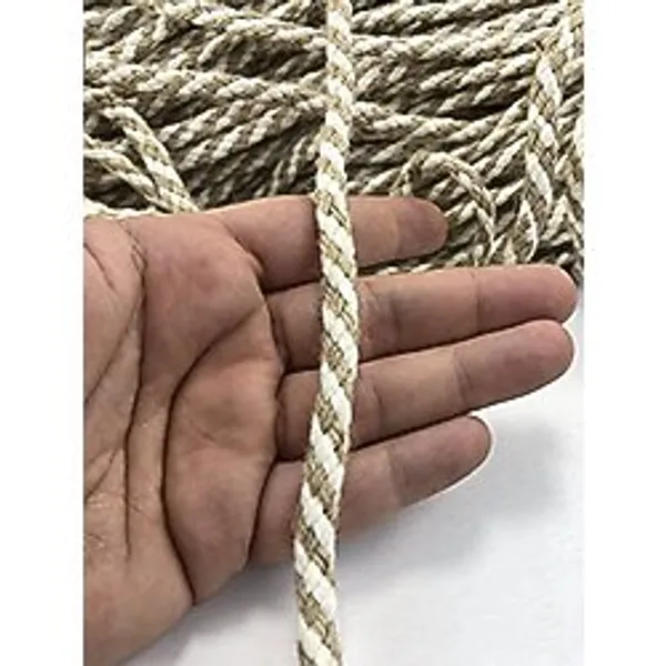 Hobigram Süsleme Paketleme Kenar Süsü İçin 5 Metre Krem Hasır Kordon İp 8 Mm