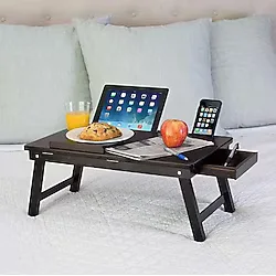 hodbehod Katlanabilir Eğim Ayarlı Ahşap Portatif Tablet Laptop Sehpası Kitap Çalışma Kahvaltı Keyif Masası