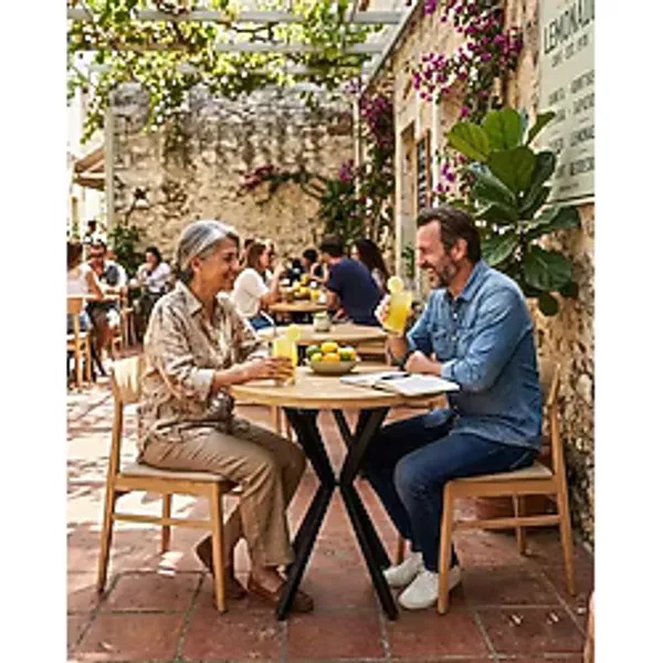HOLLKA Mutfak Cafe Balkon Bahçe Restoran Yemek Masası 70X70 Metal Ayak Kalınlaştırmalı - Çam